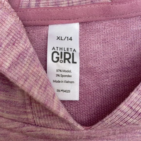 ATHLETA Girls hooded sweatshirt with thumb holes size 14 pink - Picture 2 of 5